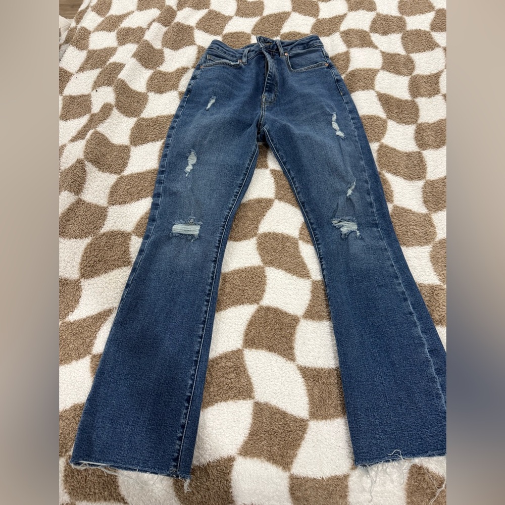 Forever 21 Dark Blue Distressed Flare Jeans 24